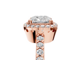 Rose gold Cushion Cut Halo Diamond Ring with Pave Band and Four-Prong Setting_42