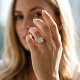 Rose gold Cushion Cut Halo Diamond Ring with Round  Split Shank and Prong Setting_134