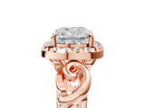 Rose gold Cushion Cut Halo Diamond Ring with Scrollwork Band and Four-Prong Setting_61