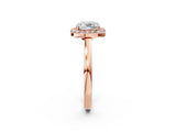 Rose gold Cushion Cut Halo Diamond Ring with Solitaire Band and Prong Setting_5