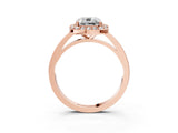 Rose gold Cushion Cut Halo Diamond Ring with Solitaire Band and Prong Setting_6