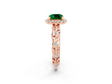 Rose gold Cushion Cut Halo Diamond Solitaire with Filigree Band and Four-Prong Setting_2