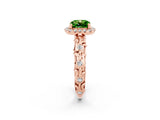 Rose gold Cushion Cut Halo Diamond Solitaire with Filigree Band and Four-Prong Setting_2