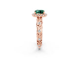 Rose gold Cushion Cut Halo Diamond Solitaire with Filigree Band and Four-Prong Setting_2