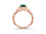 Rose gold Cushion Cut Halo Diamond Solitaire with Filigree Band and Four-Prong Setting_3
