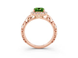 Rose gold Cushion Cut Halo Diamond Solitaire with Filigree Band and Four-Prong Setting_3