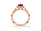 Rose gold Cushion Cut Halo Diamond Solitaire with Filigree Band and Four-Prong Setting_3