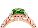 Rose gold Cushion Cut Halo Diamond Solitaire with Filigree Band and Four-Prong Setting_4