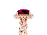 Rose gold Cushion Cut Halo Diamond Solitaire with Filigree Band and Four-Prong Setting_5