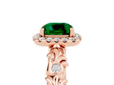 Rose gold Cushion Cut Halo Diamond Solitaire with Filigree Band and Four-Prong Setting_5