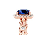 Rose gold Cushion Cut Halo Diamond Solitaire with Filigree Band and Four-Prong Setting_5
