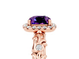 Rose gold Cushion Cut Halo Diamond Solitaire with Filigree Band and Four-Prong Setting_5
