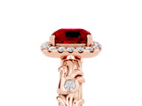 Rose gold Cushion Cut Halo Diamond Solitaire with Filigree Band and Four-Prong Setting_5