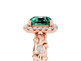 Rose gold Cushion Cut Halo Diamond Solitaire with Filigree Band and Four-Prong Setting_5