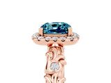 Rose gold Cushion Cut Halo Diamond Solitaire with Filigree Band and Four-Prong Setting_5