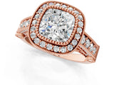 Rose gold Cushion Cut Halo Diamond Split Shank Pave Ring_10