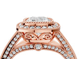 Rose gold Cushion Cut Halo Diamond Split Shank Pave Ring_13