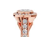Rose gold Cushion Cut Halo Diamond Split Shank Pave Ring_14