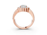 Rose gold Cushion Cut Halo Diamond Split Shank Ring with Scalloped Prong Setting_10