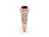 Rose gold Cushion Cut Halo Garnet Ring with Split Shank and Four-Prong Setting_2