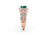 Rose gold Cushion Cut Halo Green Sapphire Ring with Split Shank and Four-Prong Setting_2