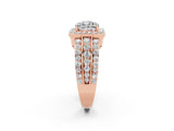 Rose gold Cushion Cut Halo Moissanite Ring with Split Shank and Four-Prong Setting_2