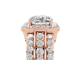Rose gold Cushion Cut Halo Moissanite Ring with Split Shank and Four-Prong Setting_5