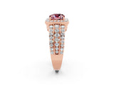 Rose gold Cushion Cut Halo Morganite Ring with Split Shank and Four-Prong Setting_2
