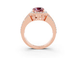 Rose gold Cushion Cut Halo Morganite Ring with Split Shank and Four-Prong Setting_3
