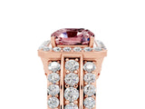 Rose gold Cushion Cut Halo Morganite Ring with Split Shank and Four-Prong Setting_5