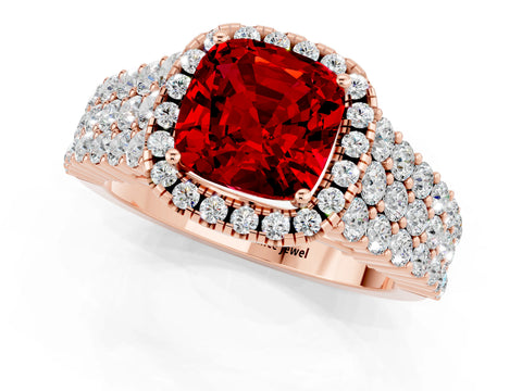 Rose gold Cushion Cut Halo Pavé Diamond Engagement Ring with Split Shank and Four-Prong Setting_1