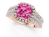 Rose gold Cushion Cut Halo Pavé Diamond Engagement Ring with Split Shank and Four-Prong Setting_1