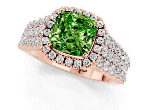 Rose gold Cushion Cut Halo Pavé Diamond Engagement Ring with Split Shank and Four-Prong Setting_1