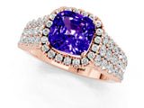 Rose gold Cushion Cut Halo Pavé Diamond Engagement Ring with Split Shank and Four-Prong Setting_1