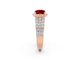 Rose gold Cushion Cut Halo Pavé Diamond Engagement Ring with Split Shank and Four-Prong Setting_2