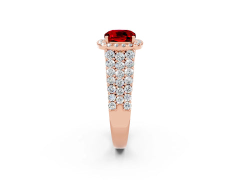 Rose gold Cushion Cut Halo Pavé Diamond Engagement Ring with Split Shank and Four-Prong Setting_2
