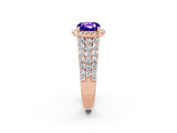 Rose gold Cushion Cut Halo Pavé Diamond Engagement Ring with Split Shank and Four-Prong Setting_2