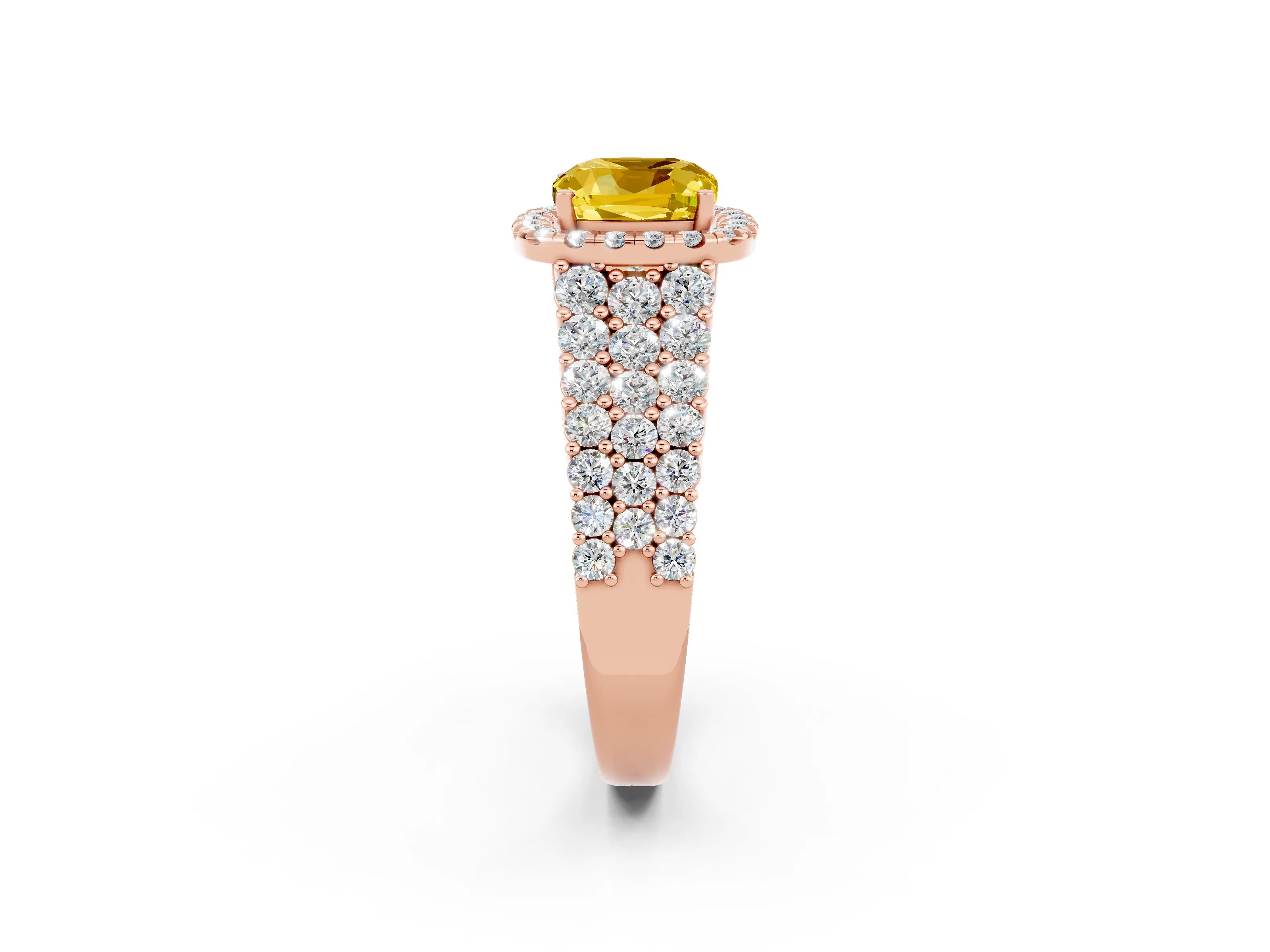 Rose gold Cushion Cut Halo Pavé Diamond Engagement Ring with Split Shank and Four-Prong Setting_2