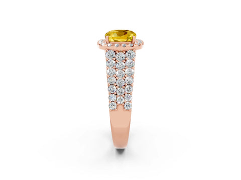 Rose gold Cushion Cut Halo Pavé Diamond Engagement Ring with Split Shank and Four-Prong Setting_2