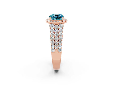 Rose gold Cushion Cut Halo Pavé Diamond Engagement Ring with Split Shank and Four-Prong Setting_2
