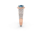 Rose gold Cushion Cut Halo Pavé Diamond Engagement Ring with Split Shank and Four-Prong Setting_2