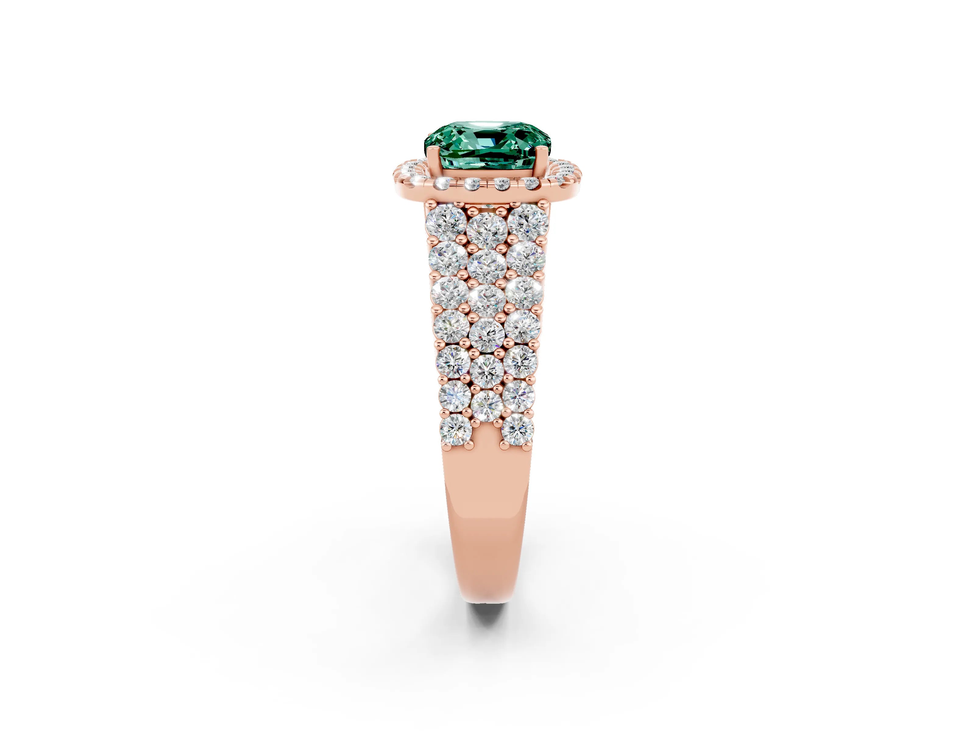 Rose gold Cushion Cut Halo Pavé Diamond Engagement Ring with Split Shank and Four-Prong Setting_2