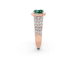 Rose gold Cushion Cut Halo Pavé Diamond Engagement Ring with Split Shank and Four-Prong Setting_2