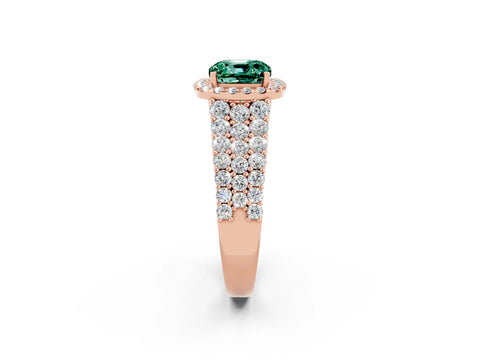 Rose gold Cushion Cut Halo Pavé Diamond Engagement Ring with Split Shank and Four-Prong Setting_2