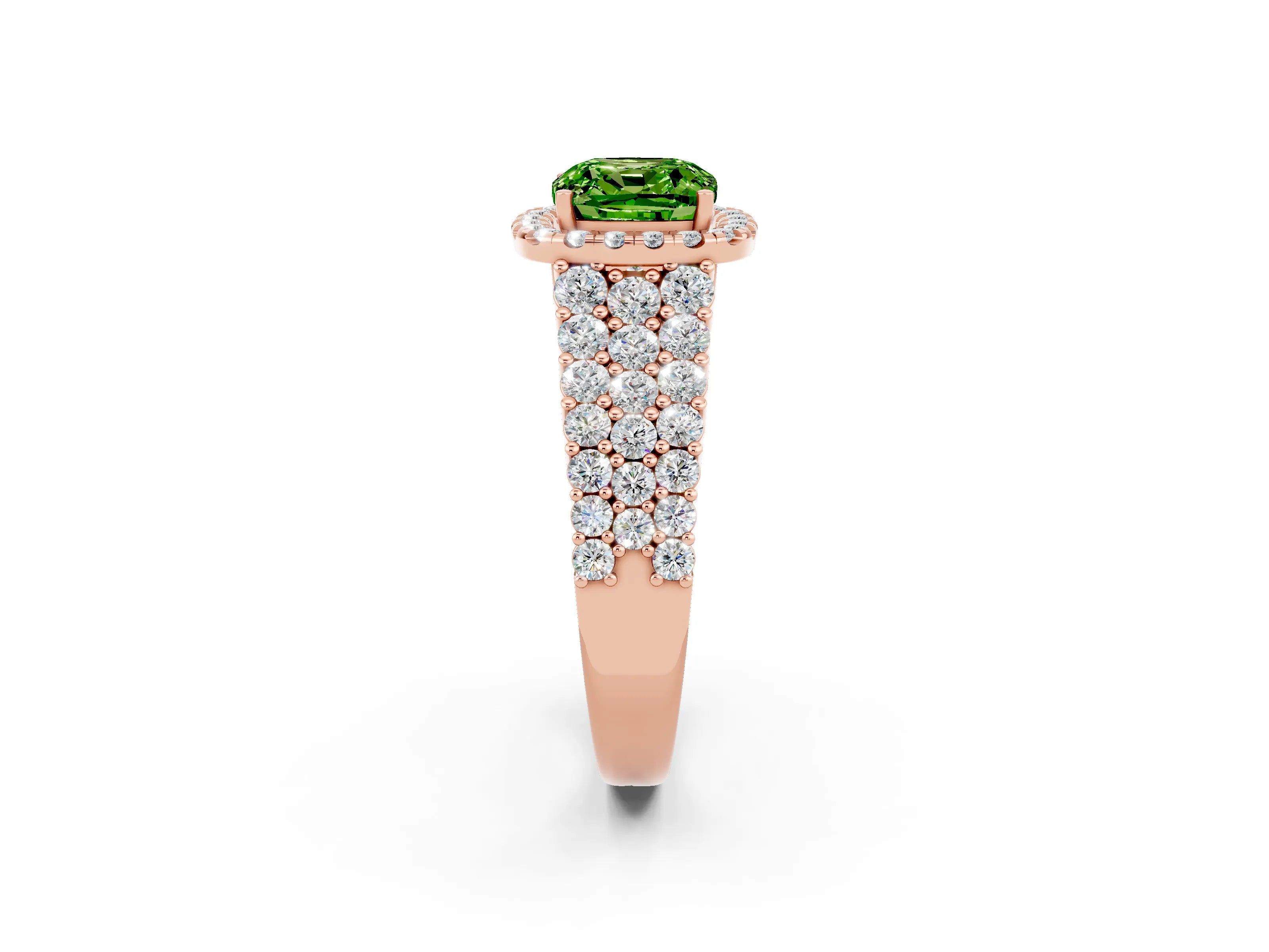 Rose gold Cushion Cut Halo Pavé Diamond Engagement Ring with Split Shank and Four-Prong Setting_2
