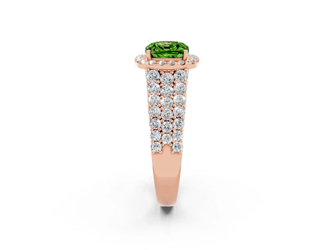 Rose gold Cushion Cut Halo Pavé Diamond Engagement Ring with Split Shank and Four-Prong Setting_2
