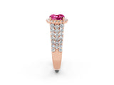 Rose gold Cushion Cut Halo Pavé Diamond Engagement Ring with Split Shank and Four-Prong Setting_2