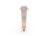 Rose gold Cushion Cut Halo Pavé Diamond Engagement Ring with Split Shank and Four-Prong Setting_2