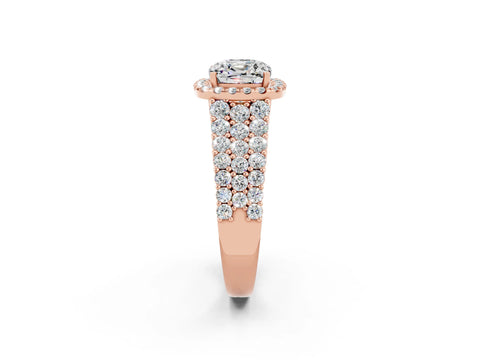 Rose gold Cushion Cut Halo Pavé Diamond Engagement Ring with Split Shank and Four-Prong Setting_2