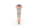 Rose gold Cushion Cut Halo Pavé Diamond Engagement Ring with Split Shank and Four-Prong Setting_2